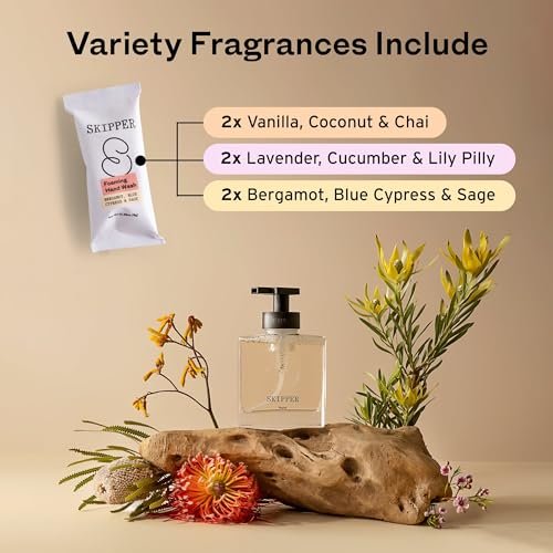 Skipper Foaming Hand Soap Tablet Refills - 12 Pack - 96 fl oz Total - Compostable Packaging - Variety Fragrance Pack Avelisse