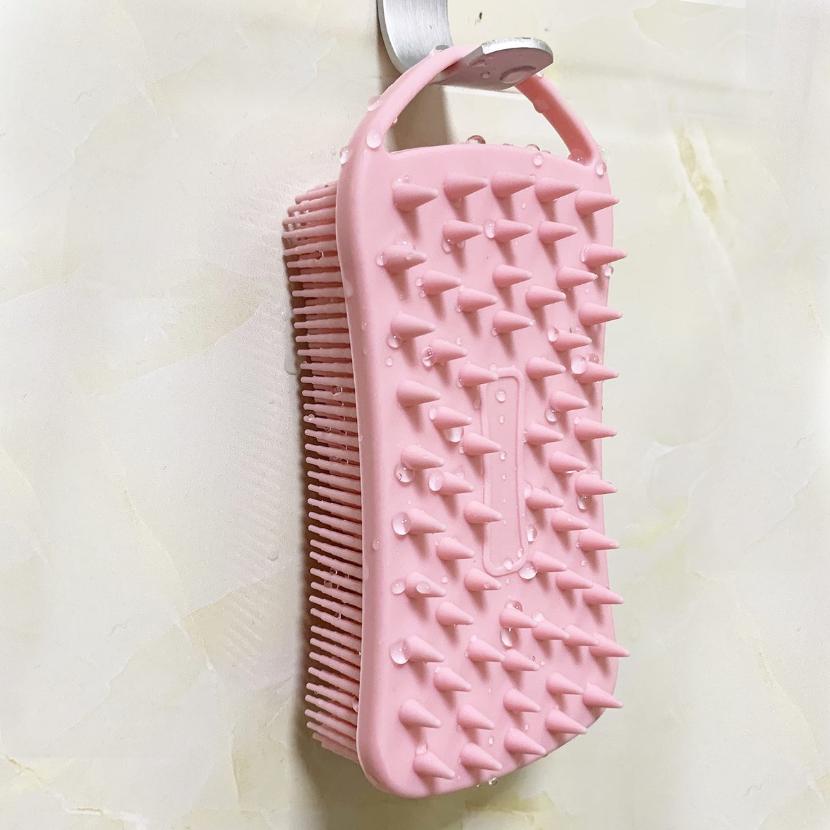 2-Pack Silicone Exfoliating Body Scrubber & Shampoo Brush - Soft Silicone Loofah for Sensitive Skin, Shower Body Brush & Scalp Massager, Easy to Clean, Lather Well (Pink & Blue) - görsel 3