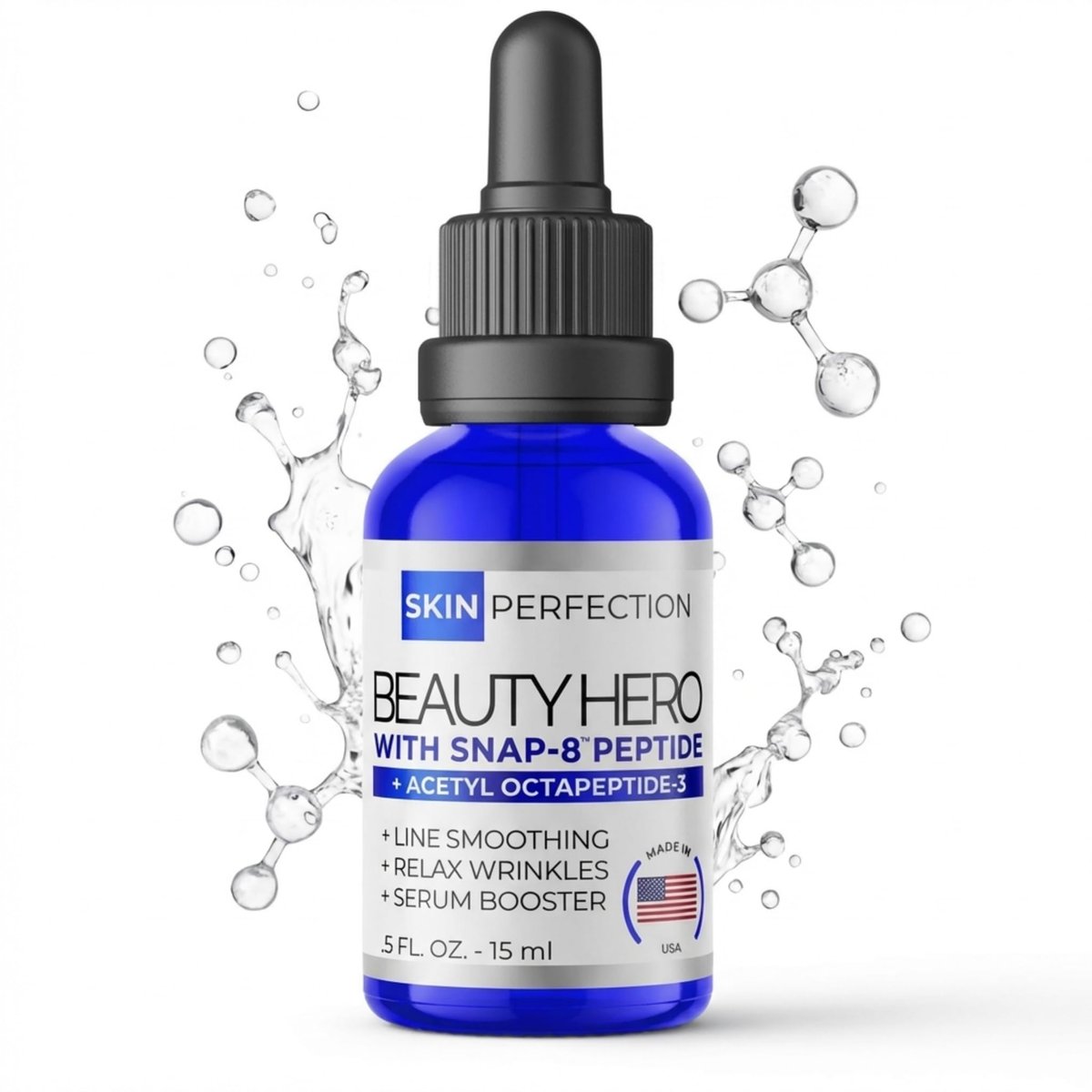 Skin Perfection Snap 8 Peptides Serum for Face – Anti-Aging Peptide Serum with Hyaluronic Acid for Fine Lines & Wrinkles, DIY Peptide Face Mix with Any Skincare, 0.5 oz Avelisse
