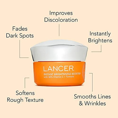 Lancer Skincare Instant Brightening Booster with 30% Vitamin C and Turmeric - Exfoliating Anti-Aging Night Cream, 1.7 oz