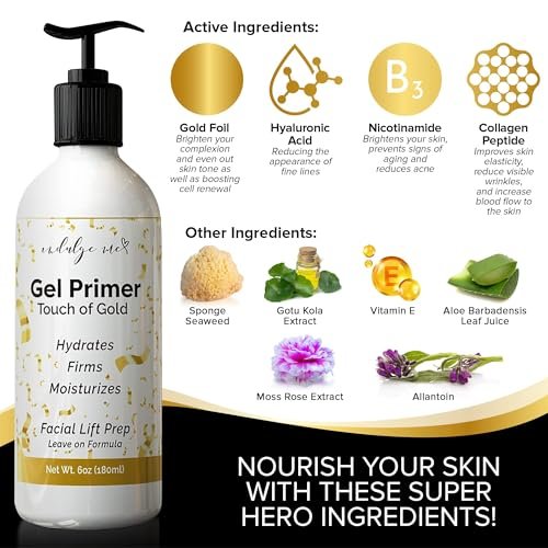 IndulgeMe Conductive Gel - Facial Hydrating Leave-On Gel Primer with Hyaluronic Acid, Collagen Peptide, Niacinamide, Vitamin E, Gold Foil - 6 Fl Oz Avelisse