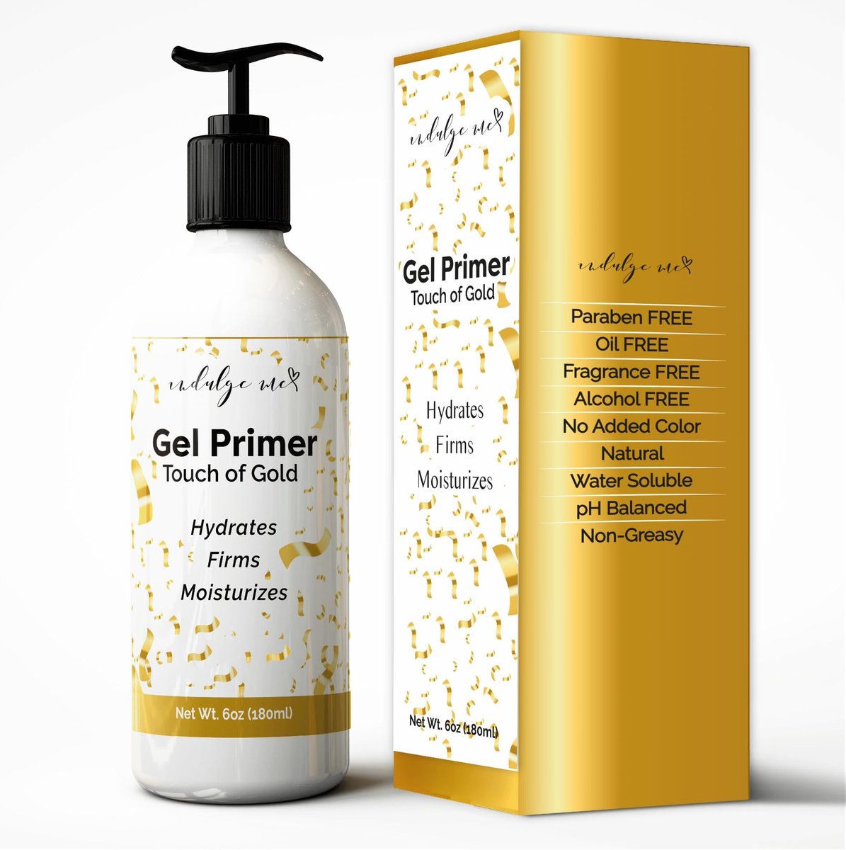 IndulgeMe Conductive Gel - Facial Hydrating Leave-On Gel Primer with Hyaluronic Acid, Collagen Peptide, Niacinamide, Vitamin E, Gold Foil - 6 Fl Oz Avelisse