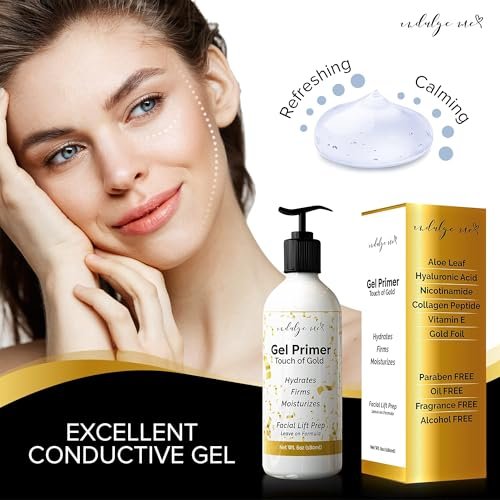 IndulgeMe Conductive Gel - Facial Hydrating Leave-On Gel Primer with Hyaluronic Acid, Collagen Peptide, Niacinamide, Vitamin E, Gold Foil - 6 Fl Oz Avelisse