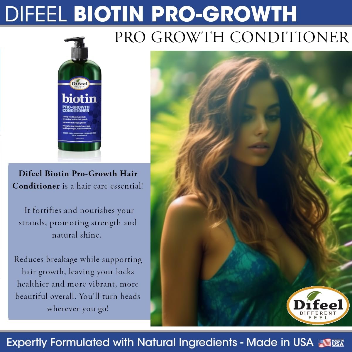 Difeel Pro-Growth Biotin Shampoo 33.8 oz - Biotin Shampoo for Thinning Hair and Hair Growth Avelisse