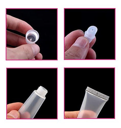 6-Pack Clear Empty Lip Gloss Tubes – 8ml Refillable Mini Cosmetic Containers for DIY Lip Balm, Travel & Makeup