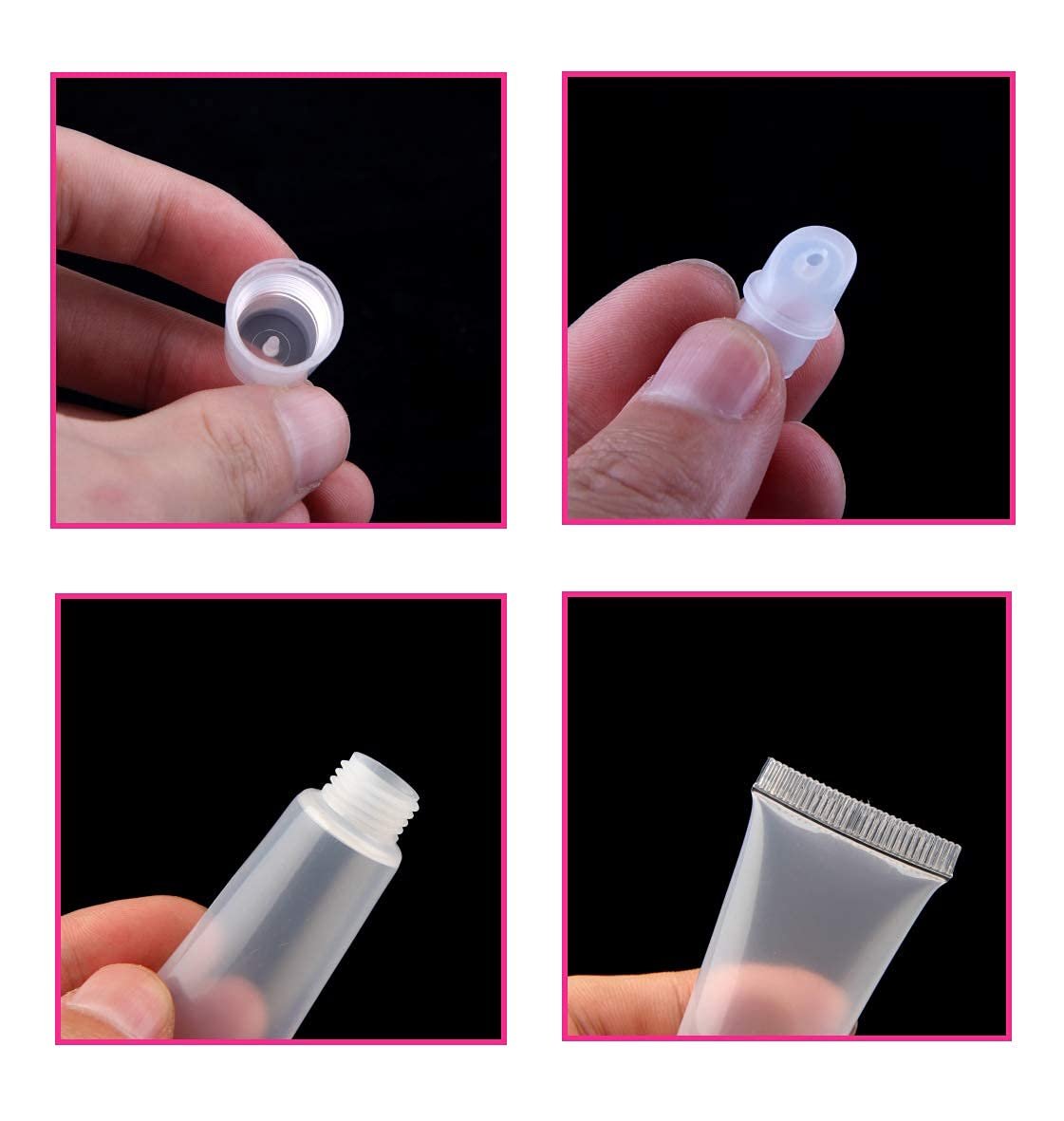 6-Pack Clear Empty Lip Gloss Tubes – 8ml Refillable Mini Cosmetic Containers for DIY Lip Balm, Travel & Makeup - görsel 3