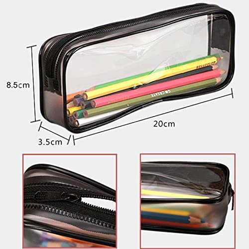 Clear PVC Zipper Pencil Case 2-Pack – Black and White Cosmetic Bag for School, Travel & Organization - görsel 4