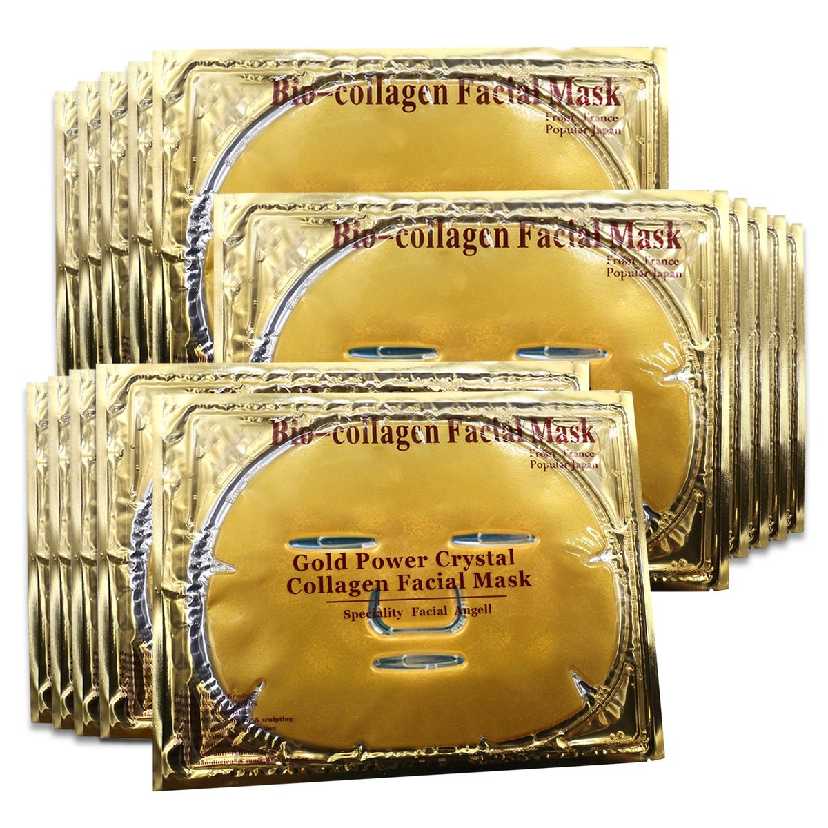 Jakuva 24K Gold Gel Facial Mask – Collagen Face Mask for Moisturizing, Anti-Wrinkle & Hydration (15 Pack) Avelisse