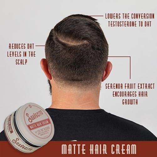 Suavecito Matte Hair Cream with DHT Blocker – Light Hold, Low Shine, Thinning Hair Styling (4 oz) Avelisse