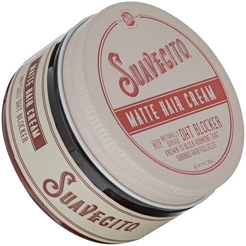 Suavecito Matte Hair Cream with DHT Blocker – Light Hold, Low Shine, Thinning Hair Styling (4 oz) Avelisse