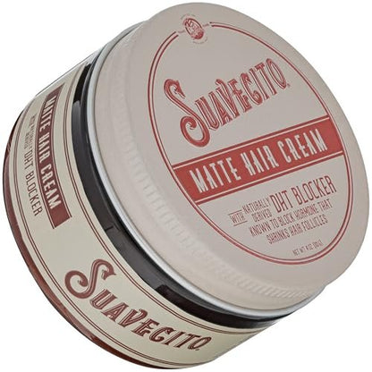 Suavecito Matte Hair Cream with DHT Blocker – Light Hold, Low Shine, Thinning Hair Styling (4 oz) Avelisse