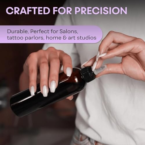 BRIGHTFROM Twist Top Applicator Bottles, 8 OZ, Squeeze Empty Plastic Bottles, Black Nozzle, BPA-Free, PET, Refillable, Open/Close Nozzle - Multi Purpose (Amber) - görsel 8