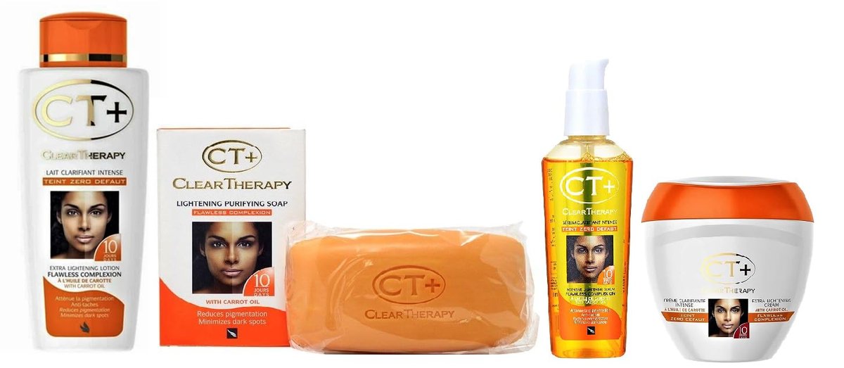 CT+ Clear Therapy Extra Lightening Skin Care Set - Cream, Lotion, Soap & Serum Avelisse