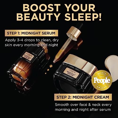L'Oreal Paris Age Perfect Anti-Aging Midnight Face Serum – 1 oz with Eye Cream Sample Avelisse