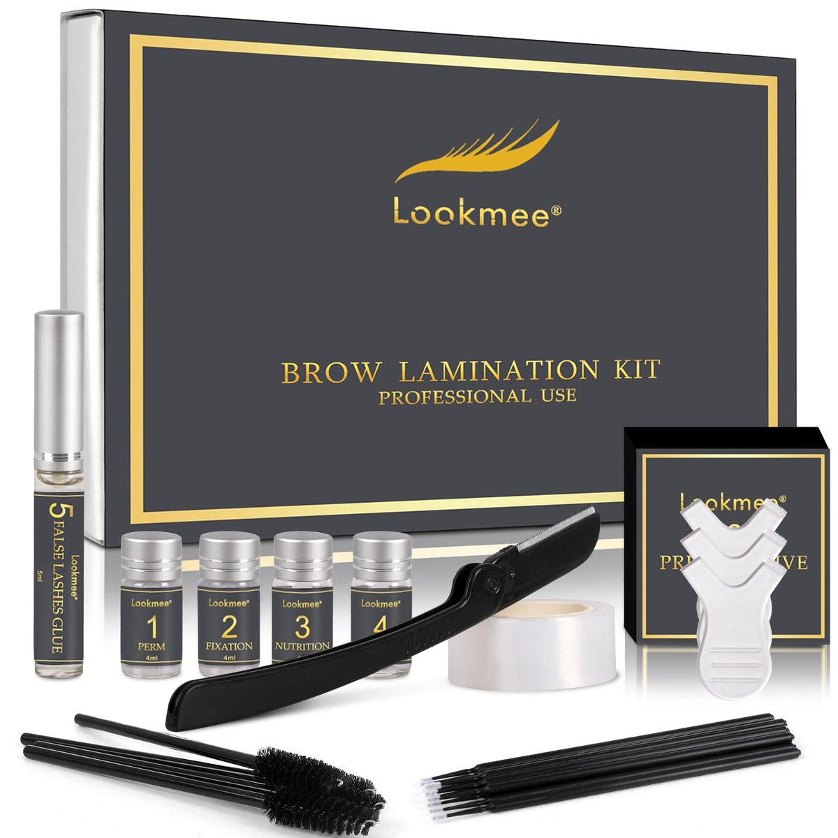 Lookmee 5-in-1 Lash Lift & Eyebrow Lamination Kit - Professional DIY Eyelash Curler & Perm Kit, At-Home Long Lasting Salon Results, Beginner Friendly Avelisse