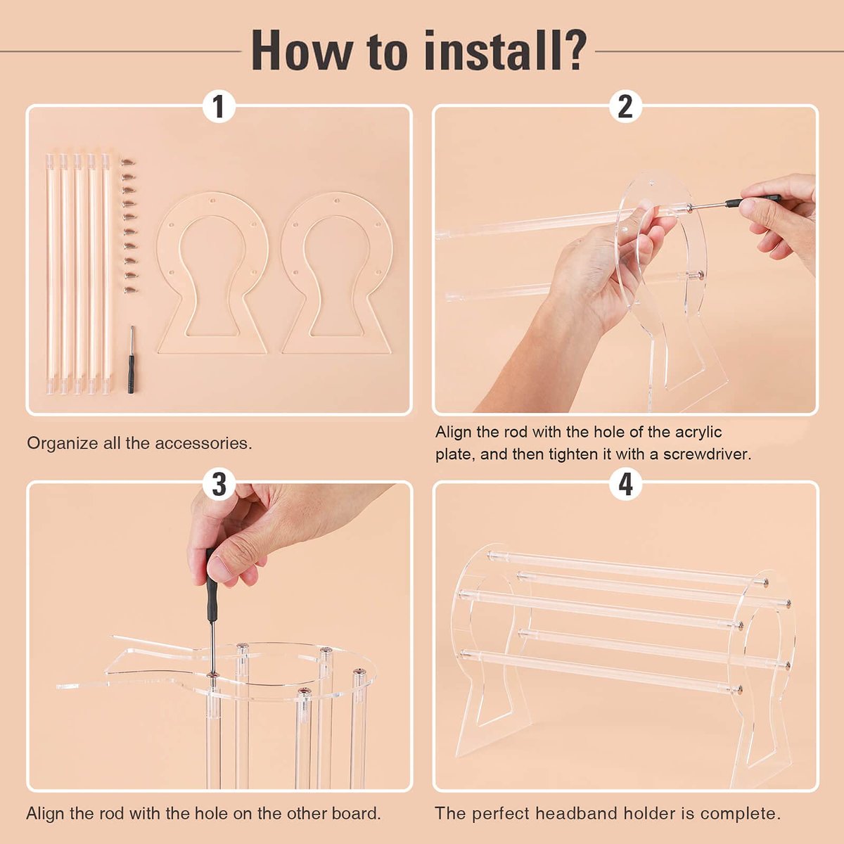 Clear Acrylic Headband Holder – 12 Slot Hairband Organizer & Display Stand for Women & Girls - görsel 13
