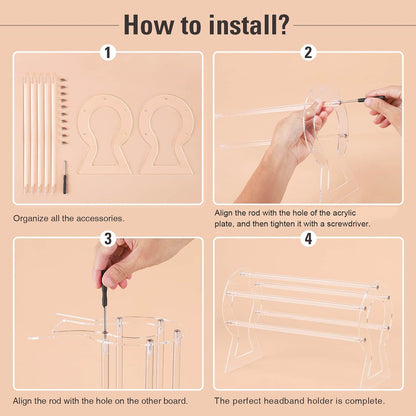 Clear Acrylic Headband Holder – 12 Slot Hairband Organizer & Display Stand for Women & Girls