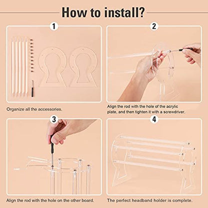 Clear Acrylic Headband Holder – 12 Slot Hairband Organizer & Display Stand for Women & Girls