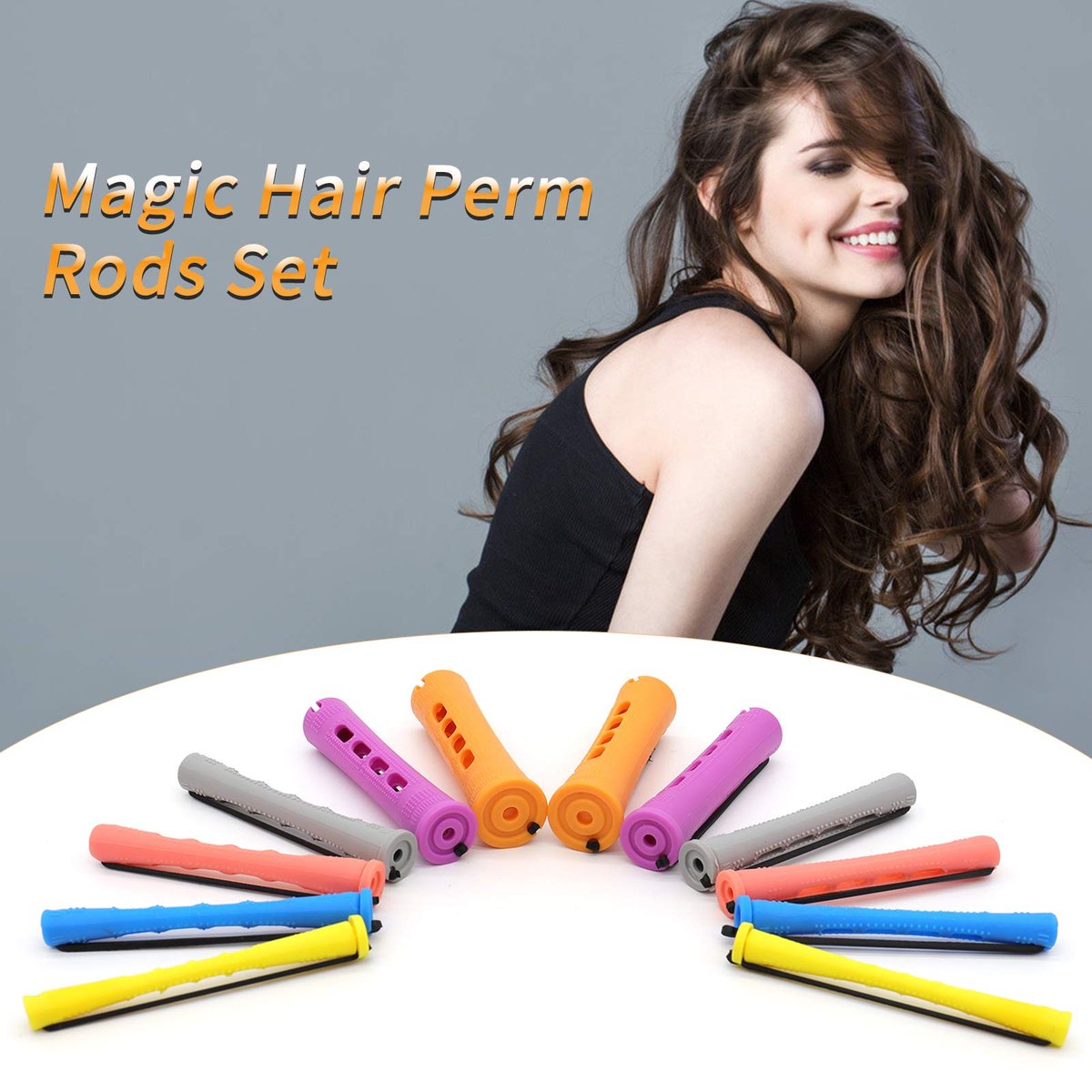 120Pcs Hair Perm Rods Set - 6 Sizes Plastic Cold Wave Rods, Heatless Perming Rods & Hair Curlers with Pintail Comb for Long Short Straight Curly Natural Hair - DIY Hairdressing Styling Tools - görsel 3