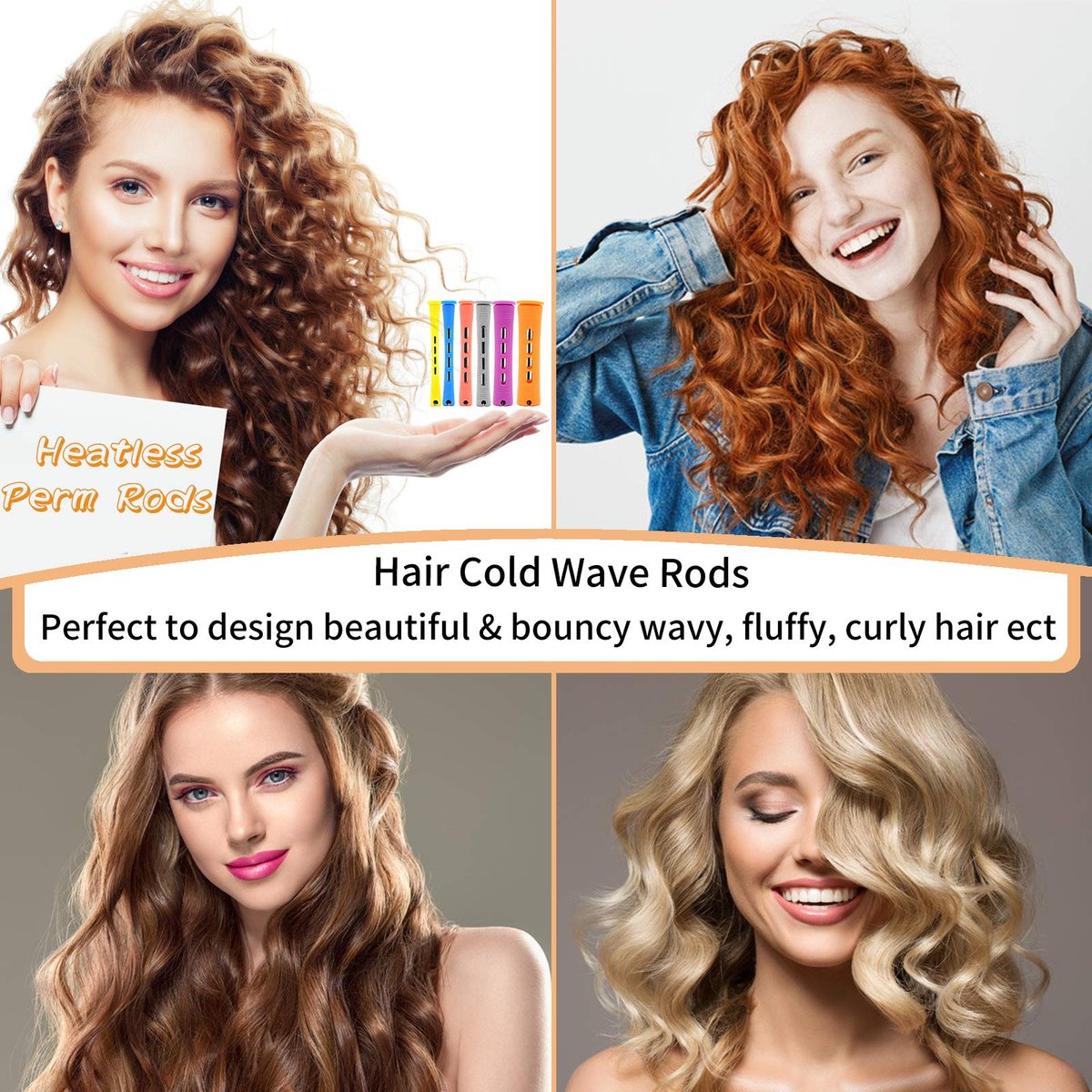 120Pcs Hair Perm Rods Set - 6 Sizes Plastic Cold Wave Rods, Heatless Perming Rods & Hair Curlers with Pintail Comb for Long Short Straight Curly Natural Hair - DIY Hairdressing Styling Tools - görsel 13
