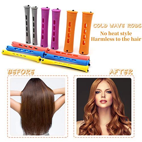 120Pcs Hair Perm Rods Set - 6 Sizes Plastic Cold Wave Rods, Heatless Perming Rods & Hair Curlers with Pintail Comb for Long Short Straight Curly Natural Hair - DIY Hairdressing Styling Tools - görsel 10