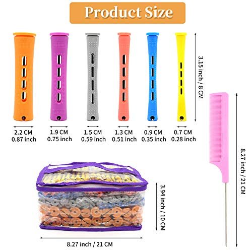 120Pcs Hair Perm Rods Set - 6 Sizes Plastic Cold Wave Rods, Heatless Perming Rods & Hair Curlers with Pintail Comb for Long Short Straight Curly Natural Hair - DIY Hairdressing Styling Tools - görsel 6