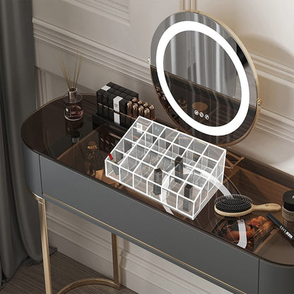 XINGLIAN 24 Slot Clear Acrylic Lipstick Holder - Rotating Lipstick Organizer for Cosmetics Avelisse