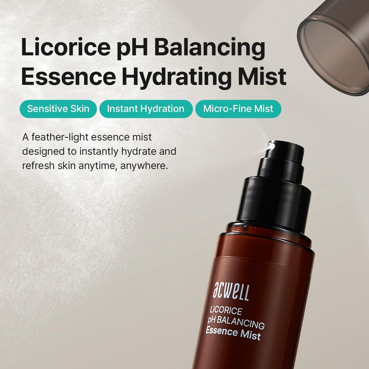 ACWELL Licorice pH Balancing Essence Hydrating Face Mist – Ultra-Fine Mist with Triple Hyaluronic Acid & Panthenol for Sensitive Skin, 3.38 fl oz Avelisse
