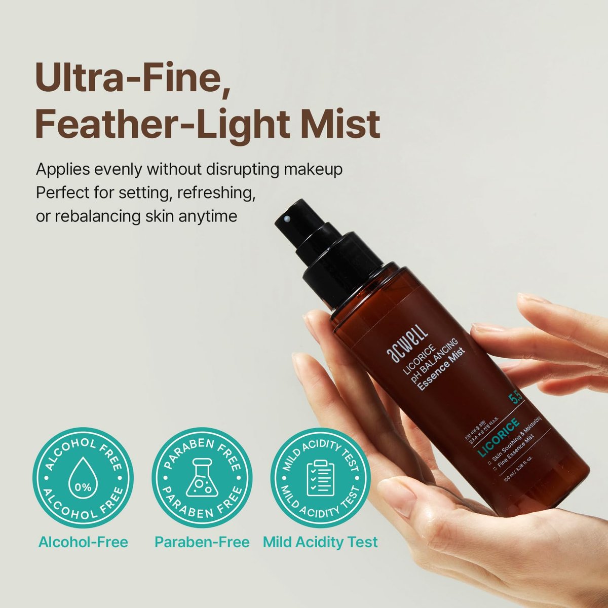 ACWELL Licorice pH Balancing Essence Hydrating Face Mist – Ultra-Fine Mist with Triple Hyaluronic Acid & Panthenol for Sensitive Skin, 3.38 fl oz Avelisse