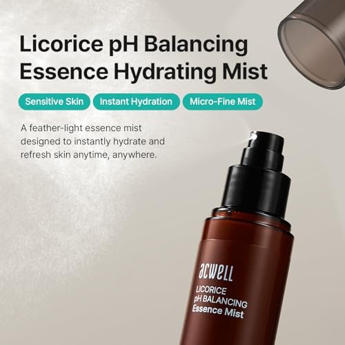 ACWELL Licorice pH Balancing Essence Hydrating Face Mist – Ultra-Fine Mist with Triple Hyaluronic Acid & Panthenol for Sensitive Skin, 3.38 fl oz Avelisse