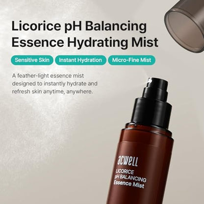 ACWELL Licorice pH Balancing Essence Hydrating Face Mist – Ultra-Fine Mist with Triple Hyaluronic Acid & Panthenol for Sensitive Skin, 3.38 fl oz Avelisse