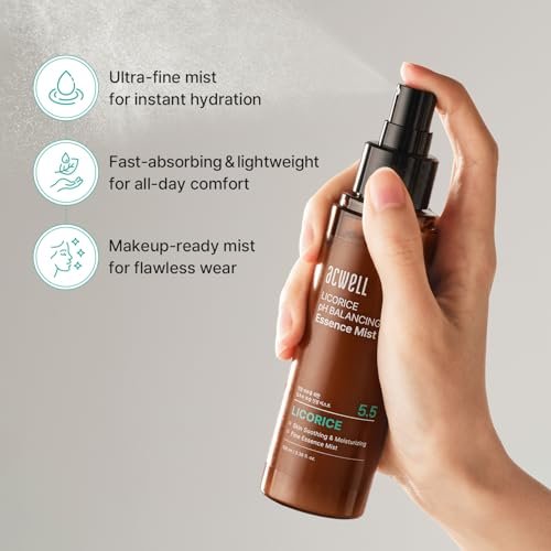 ACWELL Licorice pH Balancing Essence Hydrating Face Mist – Ultra-Fine Mist with Triple Hyaluronic Acid & Panthenol for Sensitive Skin, 3.38 fl oz Avelisse