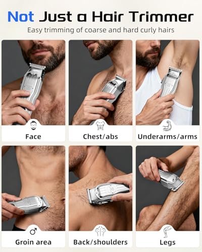 KIKIDO Professional Cordless Hair Clippers for Men - Wireless LCD Display Hair Trimming Kit, Rechargeable Haircut Machine for Family Use (Silver) Avelisse