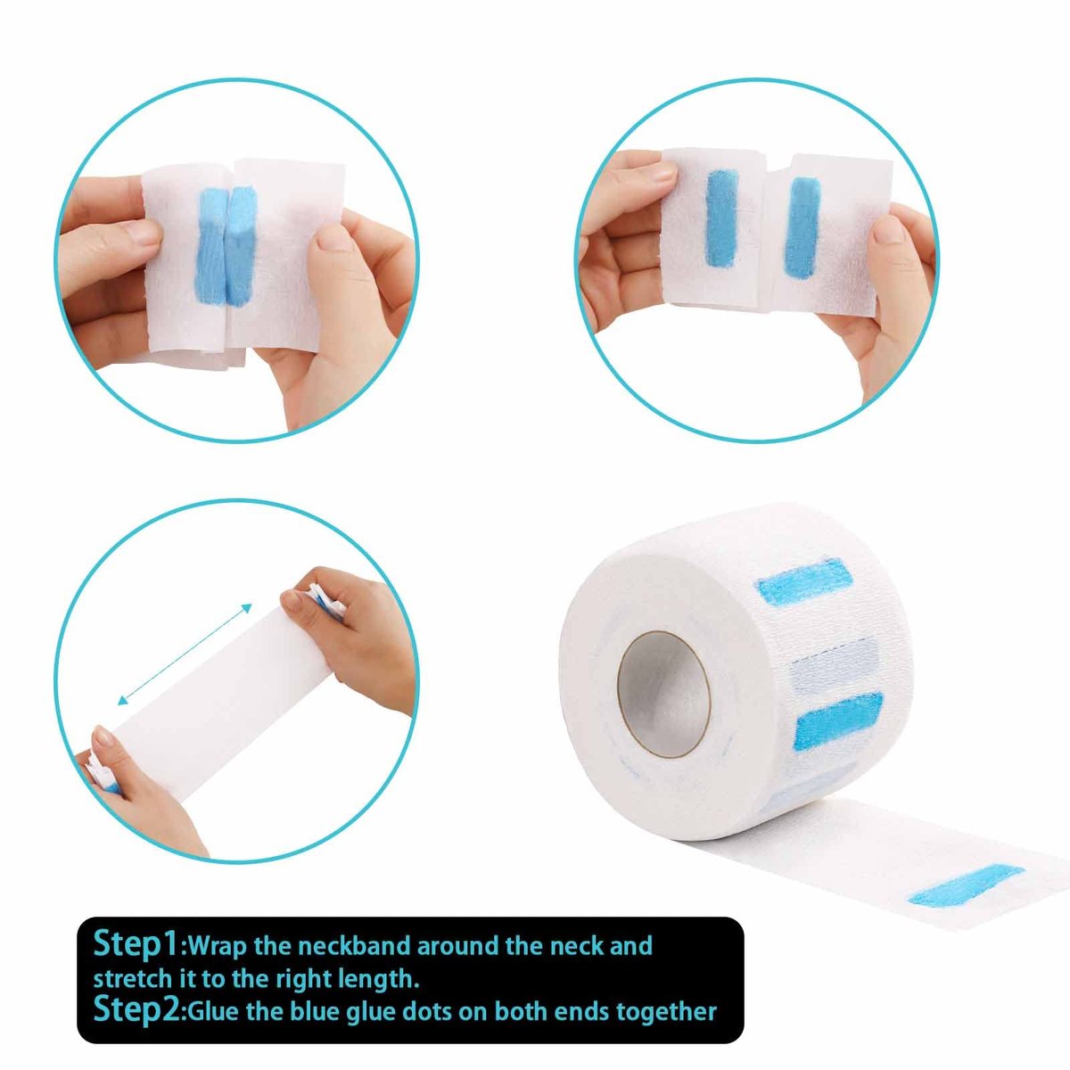 IOOROSE 5 Rolls Disposable Neck Strips for Barber Shop - Professional Stretchy Paper Hairdressing & Haircut Accessory Tool - görsel 7