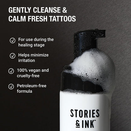 Stories & Ink Tattoo Care Aftercare Foam Cleanser – Gentle Sulfate-Free Tattoo Soap for Fresh Tattoos, Fragrance-Free Daily Wash, 5.1 Fl Oz Avelisse