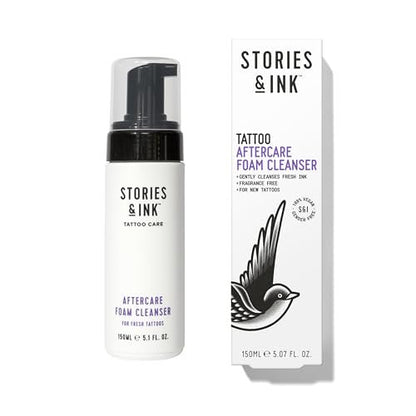Stories & Ink Tattoo Care Aftercare Foam Cleanser – Gentle Sulfate-Free Tattoo Soap for Fresh Tattoos, Fragrance-Free Daily Wash, 5.1 Fl Oz Avelisse