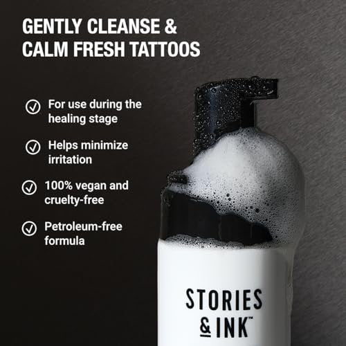 Stories & Ink Tattoo Care Aftercare Foam Cleanser – Gentle Sulfate-Free Tattoo Soap for Fresh Tattoos, Fragrance-Free Daily Wash, 5.1 Fl Oz Avelisse