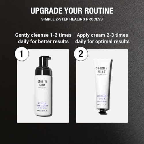 Stories & Ink Tattoo Care Aftercare Foam Cleanser – Gentle Sulfate-Free Tattoo Soap for Fresh Tattoos, Fragrance-Free Daily Wash, 5.1 Fl Oz Avelisse