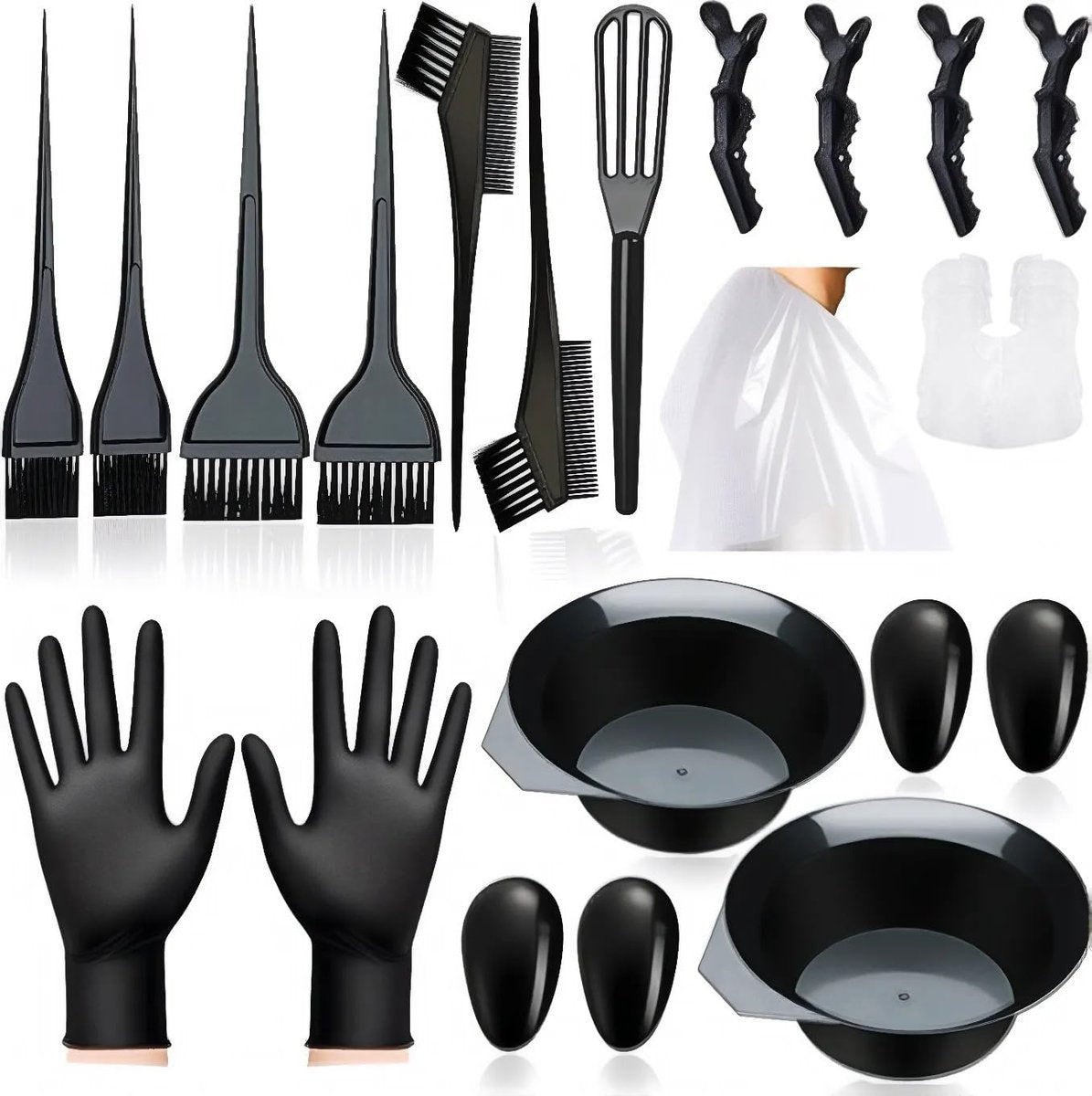 NOUSV 20 Pcs Hair Dye Brush and Bowl Set – Complete Hair Coloring Kit for DIY Salon at Home - görsel 1