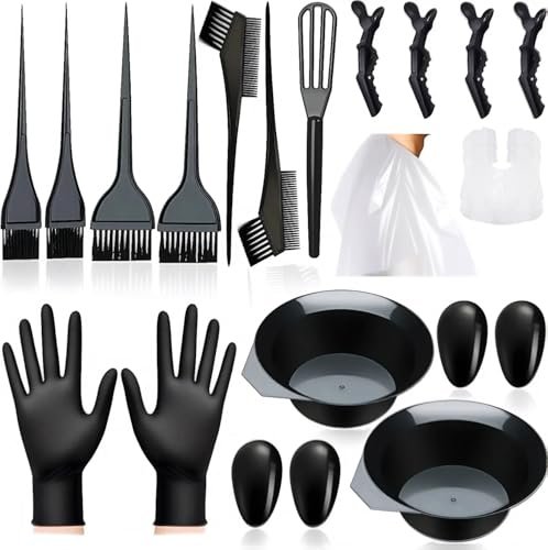 NOUSV 20 Pcs Hair Dye Brush and Bowl Set – Complete Hair Coloring Kit for DIY Salon at Home - görsel 2