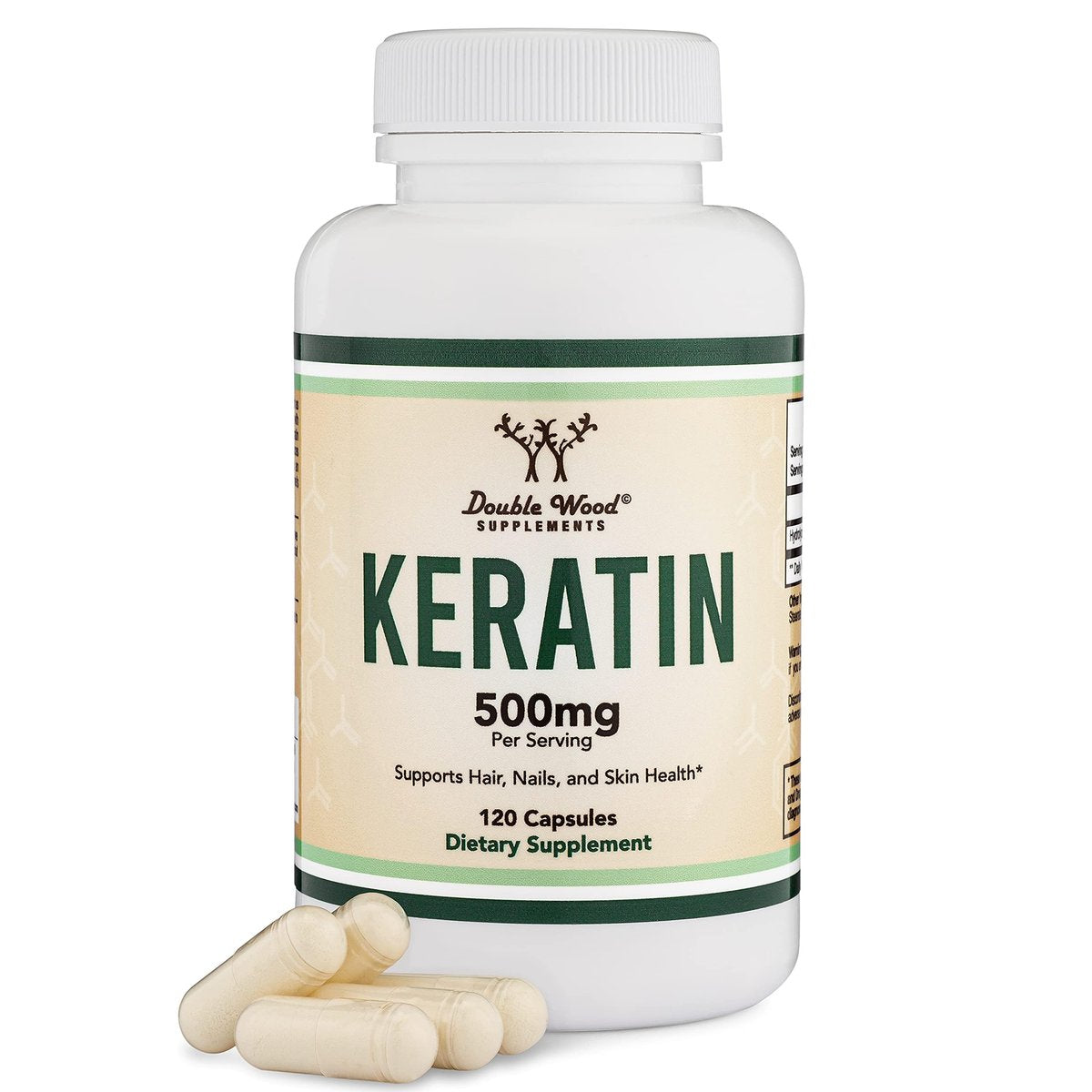 Keratin Hair Growth Vitamin (500mg per Serving, 120 Pills) - Vital Protein for Hair, Skin, and Nails - Vegan Safe Supplement for Men and Women by Double Wood Avelisse