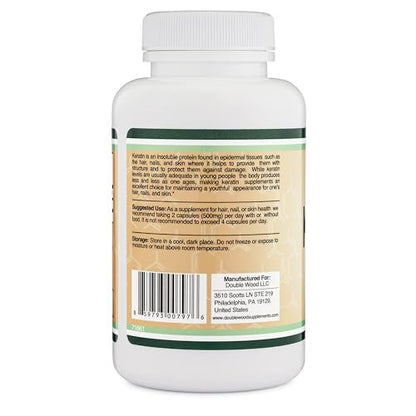 Keratin Hair Growth Vitamin (500mg per Serving, 120 Pills) - Vital Protein for Hair, Skin, and Nails - Vegan Safe Supplement for Men and Women by Double Wood Avelisse