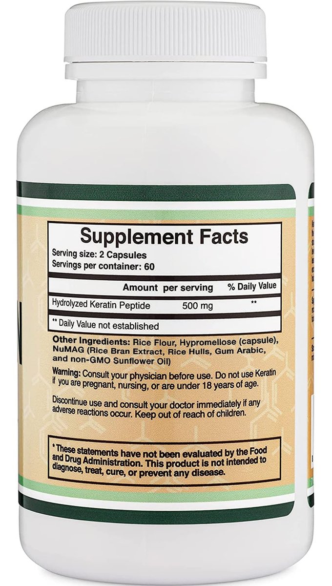 Keratin Hair Growth Vitamin (500mg per Serving, 120 Pills) - Vital Protein for Hair, Skin, and Nails - Vegan Safe Supplement for Men and Women by Double Wood Avelisse