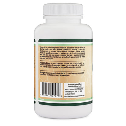 Keratin Hair Growth Vitamin (500mg per Serving, 120 Pills) - Vital Protein for Hair, Skin, and Nails - Vegan Safe Supplement for Men and Women by Double Wood Avelisse
