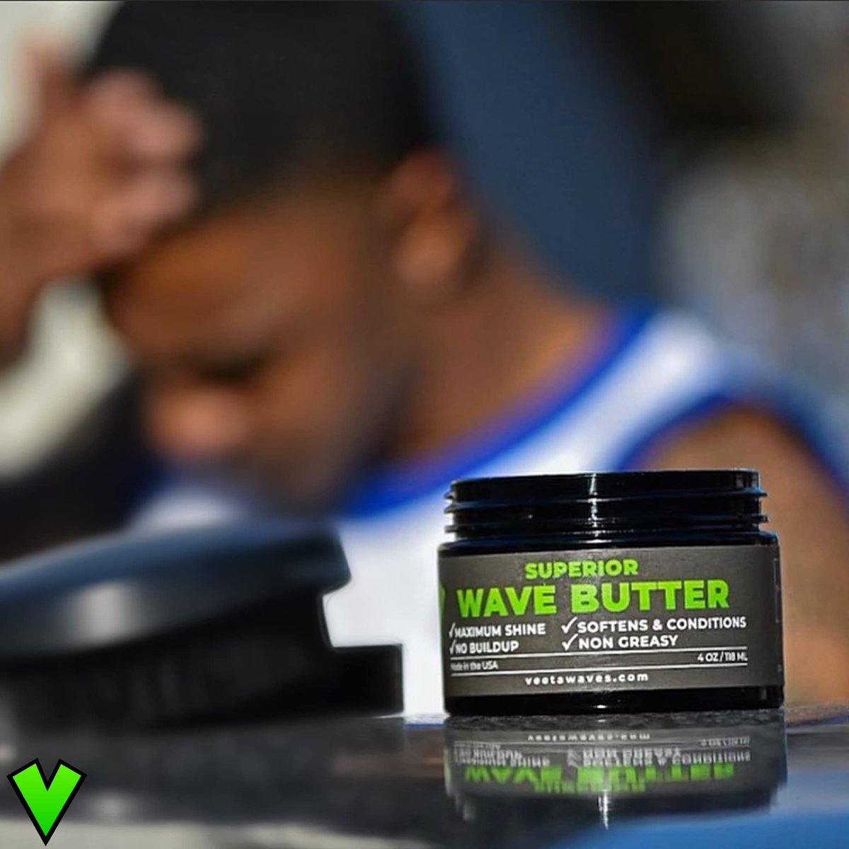 Veeta Superior Wave Grease - Maximum Shine, Non-Greasy Shea & Tangerine Conditioner for Men's 360 Waves (4 oz) Avelisse