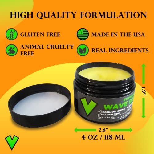 Veeta Superior Wave Grease - Maximum Shine, Non-Greasy Shea & Tangerine Conditioner for Men's 360 Waves (4 oz) Avelisse