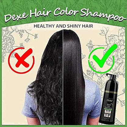 Dexe Hair Dye Shampoo - 14.1 Fl Oz | Black Hair Color Shampoo for Gray Coverage, Men & Women Avelisse
