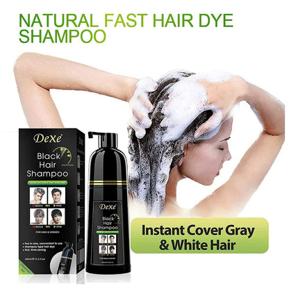 Dexe Hair Dye Shampoo - 14.1 Fl Oz | Black Hair Color Shampoo for Gray Coverage, Men & Women Avelisse