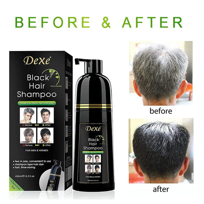 Dexe Hair Dye Shampoo - 14.1 Fl Oz | Black Hair Color Shampoo for Gray Coverage, Men & Women Avelisse
