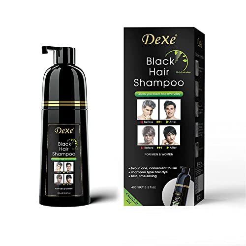 Dexe Hair Dye Shampoo - 14.1 Fl Oz | Black Hair Color Shampoo for Gray Coverage, Men & Women Avelisse